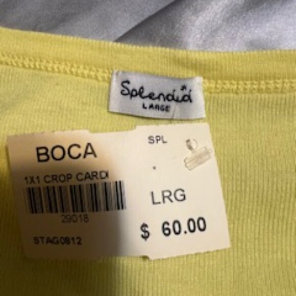 NWT Splendid Yellow V-Neck Cardigan 3/4 sleeve Size Large - Picture 5 of 7